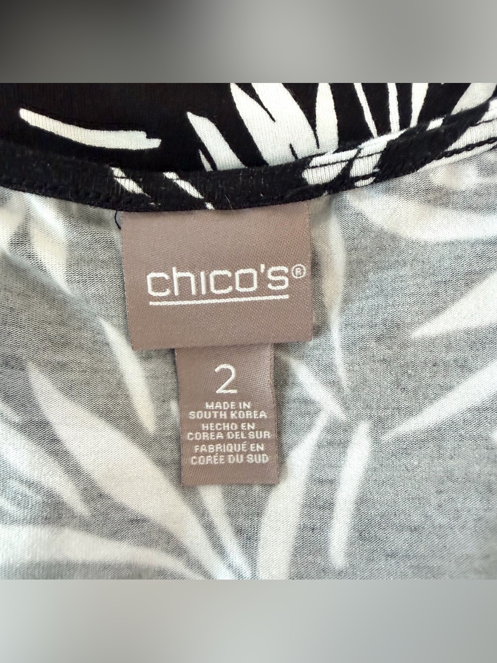Chico's Black White Leaf Floral Sleeveless Stretch Maxi Sun Dress Size 2 (12/14) - Picture 10 of 12
